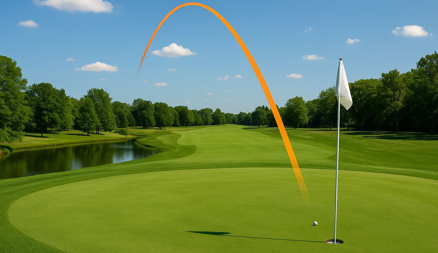 Approach shot flighted at the flagstick, the shot that decides who takes the skin