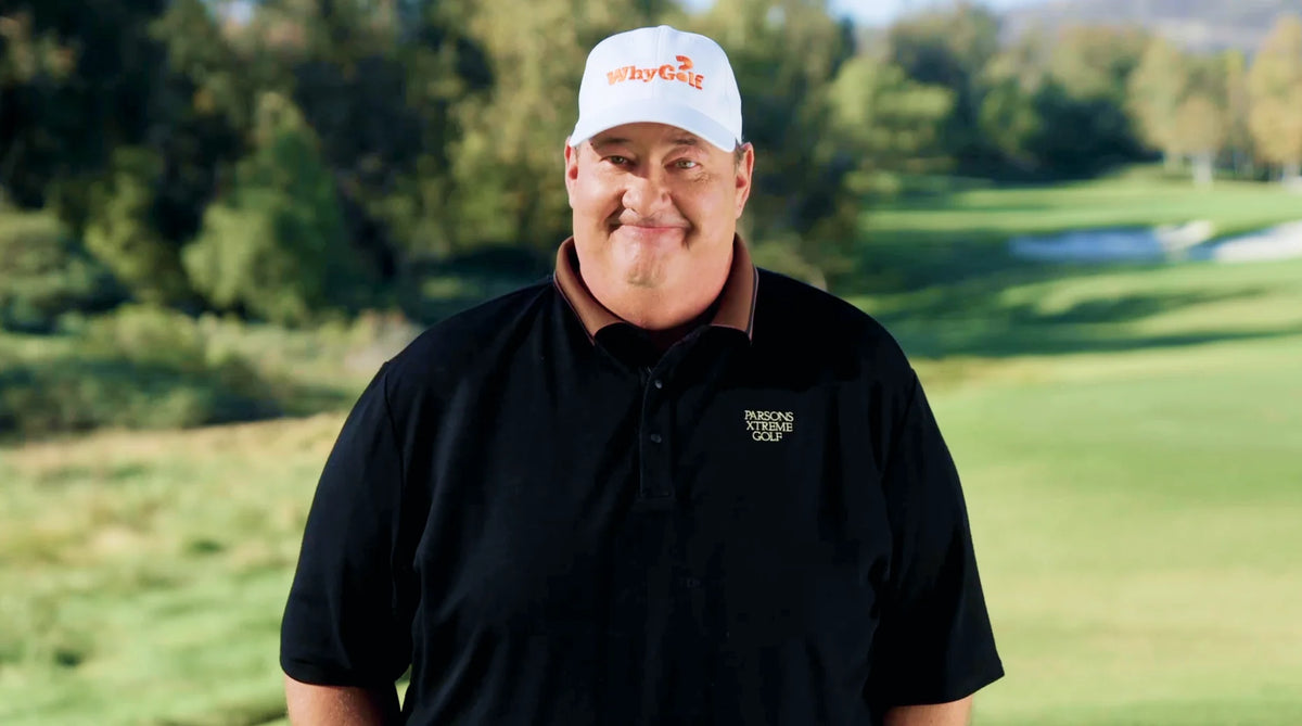 Brian Baumgartner in a WhyGolf cap on the golf course