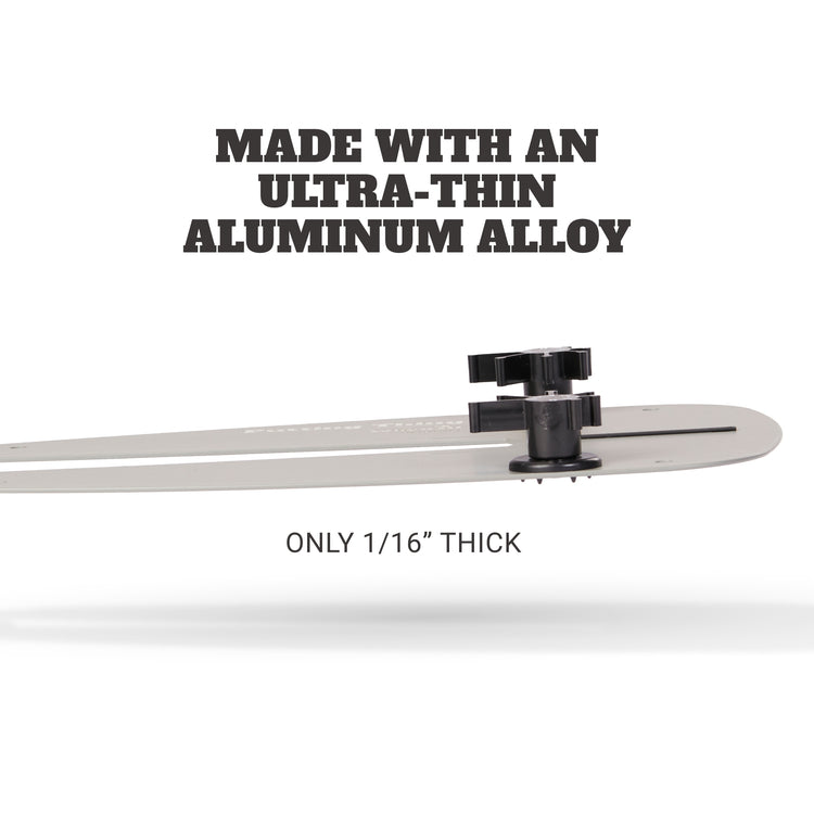 Ultra-thin aluminum alloy component, only 1/16 inch thick, with mounting mechanism.