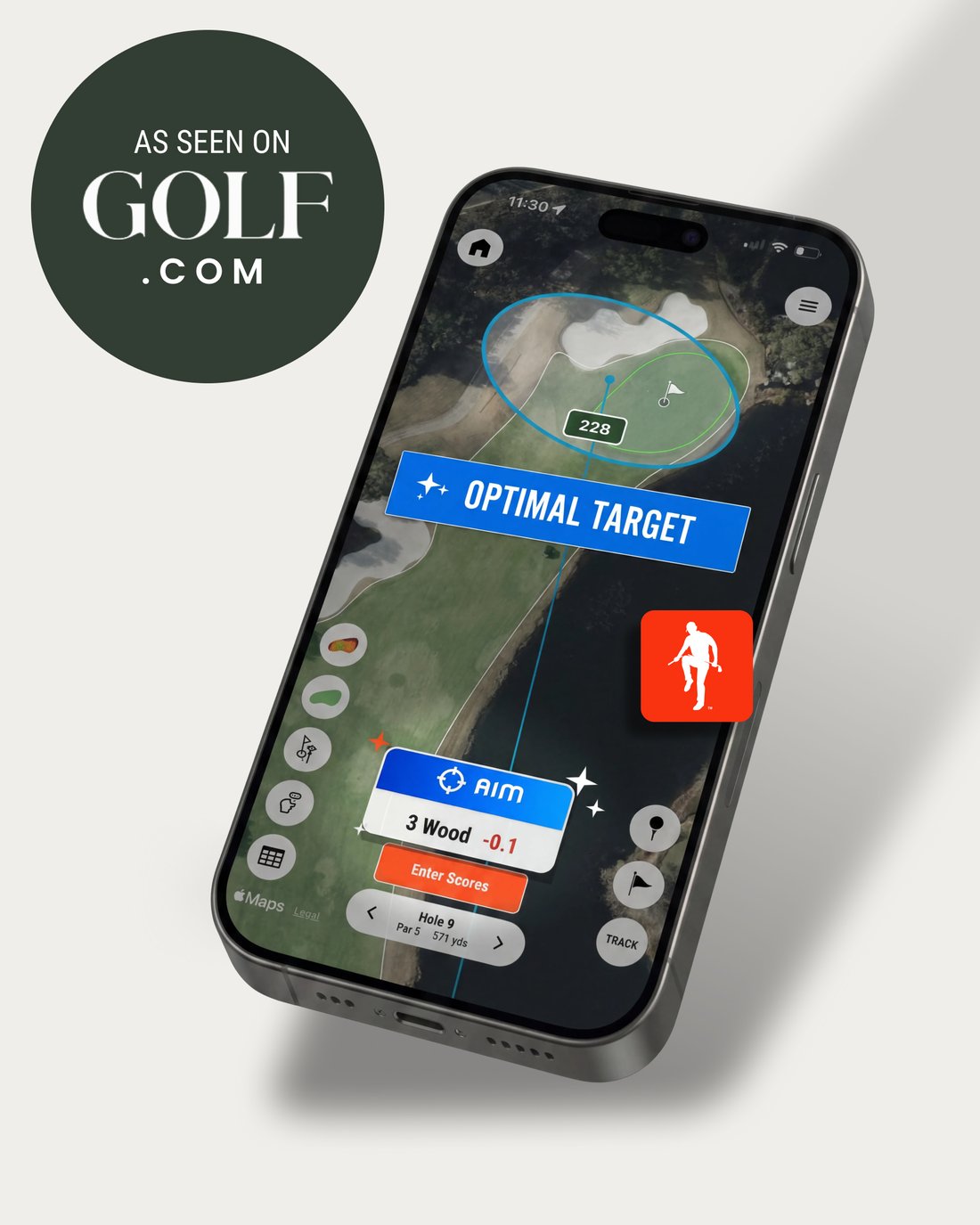 WhyGolf GPS app on a phone, as seen on GOLF.com