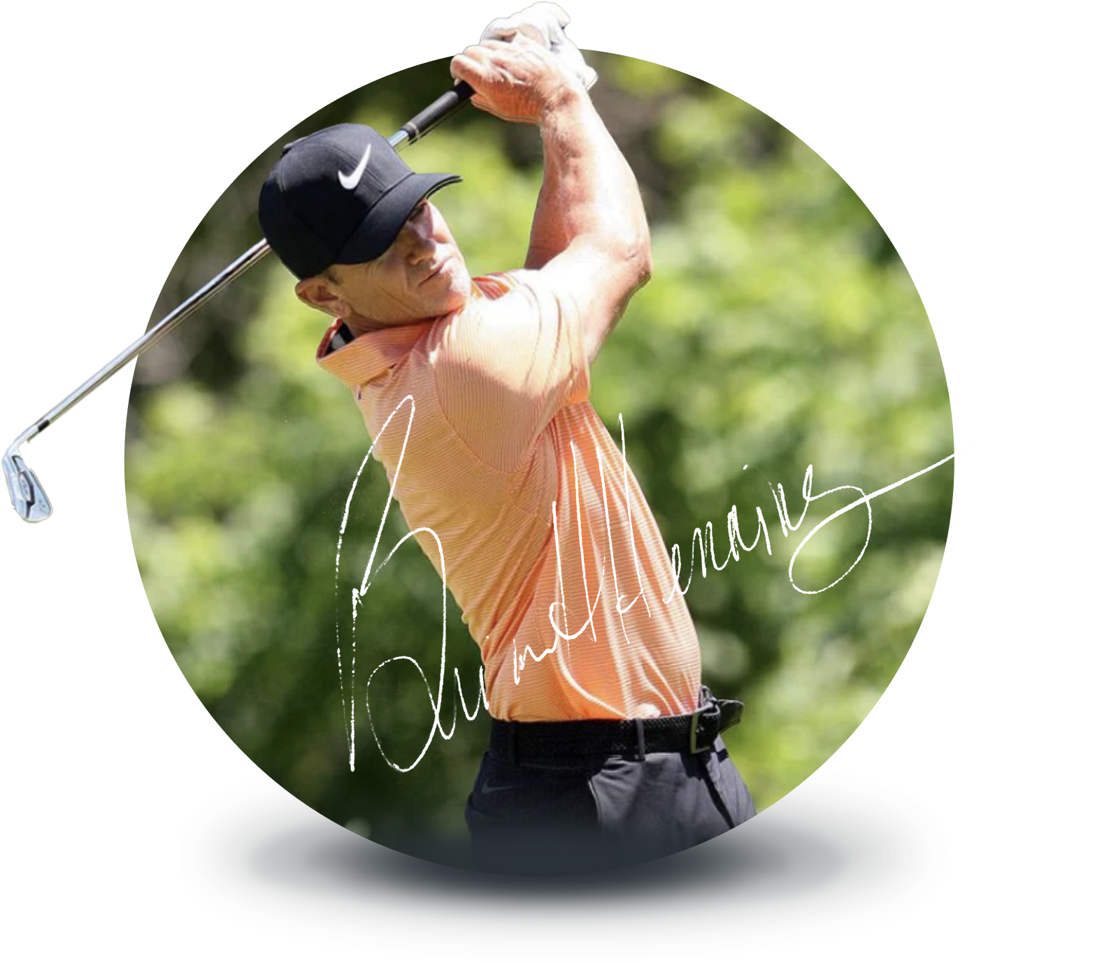 Brian Henninger mid-swing with his signature